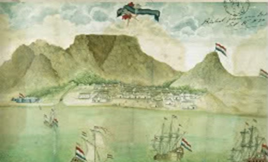 The Cape VOC settlement c. 1710, possibly drawn by Van Stade.